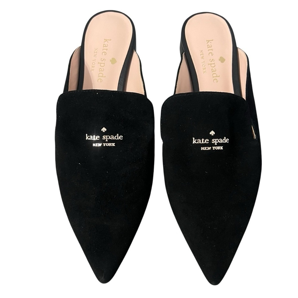kate spade Black Pointed Toe Suede Mules